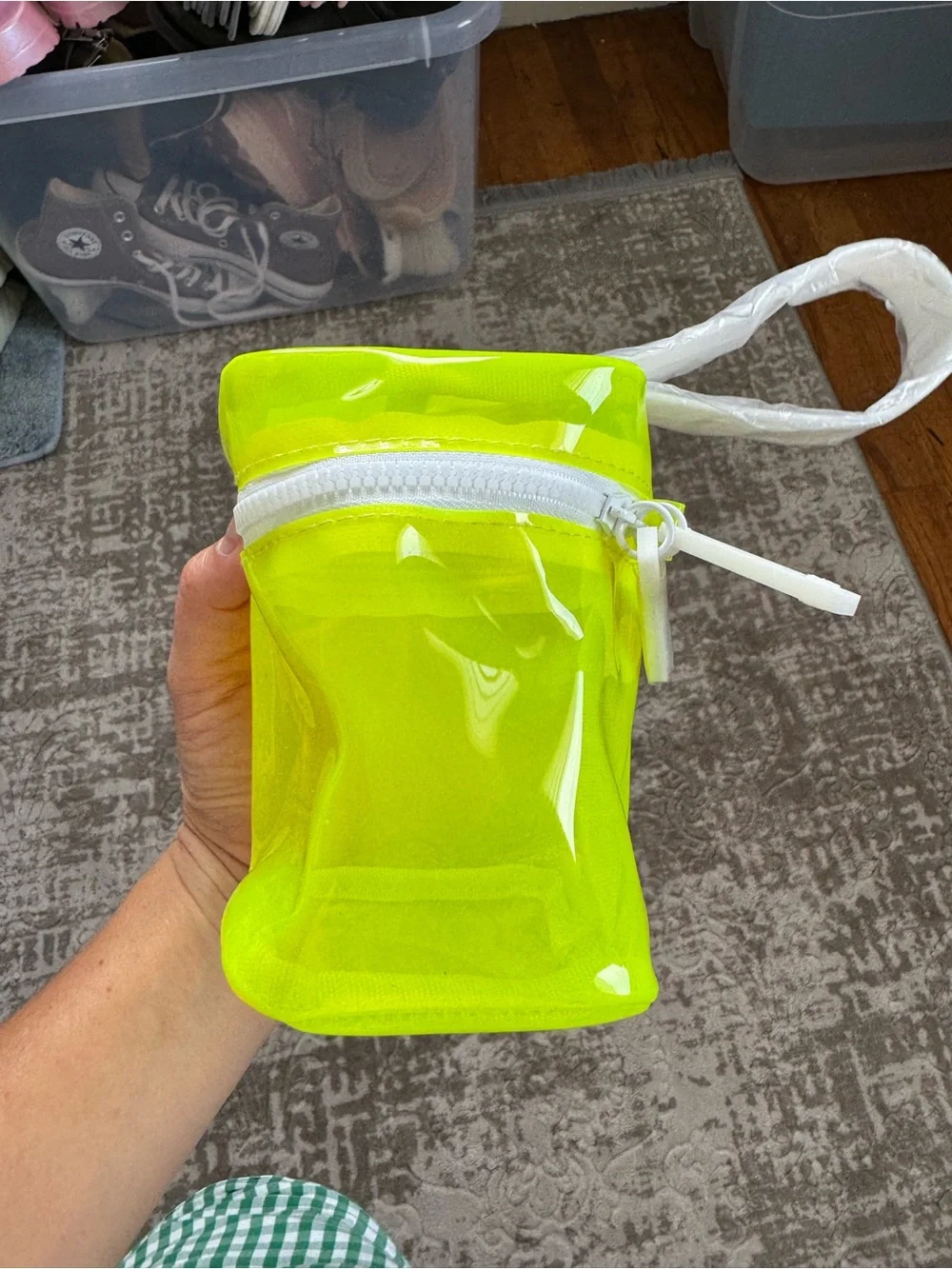Drunk Elephant Neon Green Mini Zipper Bag